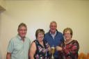 1st Division winners Robert, Tessa and Mike Morris and Maureen Robinson presenting the cup.