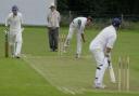 Corvedale bowler Harry Aldridge.. delivers to Cae Glas batsman Andy Griffiths..