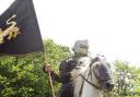 Knights on horseback at Warwick Castle.