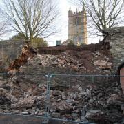 Ludlow town wall collapse.