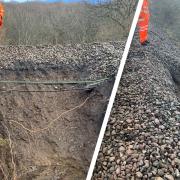 A large landslip at Marshbrook, near Craven Arms, has shut the train line between Shrewsbury and Hereford