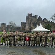 Military personnel and cadets outside Ludlow Castle