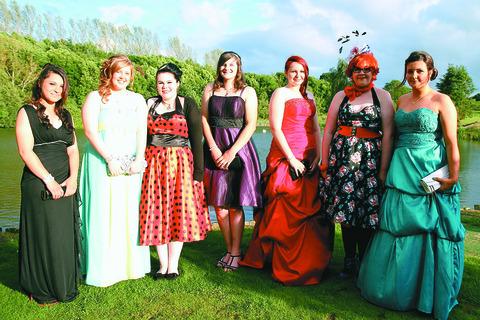 Sophia Stokes, Leanne Potter, Emily Holland, Katherine Whistance, Kerry Wright, Thea Bamber and Bethan Dennis at the Tenbury prom.