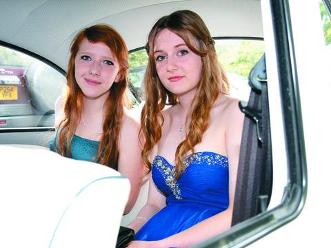 Amy Byers and Jess Stevens at Tenbury prom.