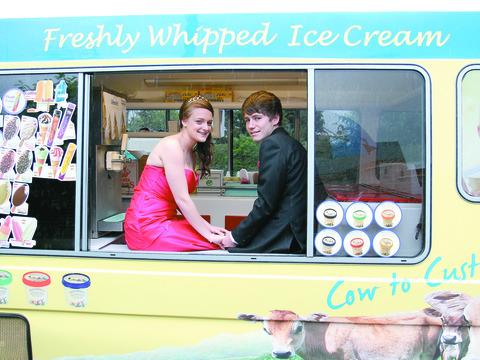 Emma Rooke and Ryan Kelsey keep cool at Lacon Childe's prom.