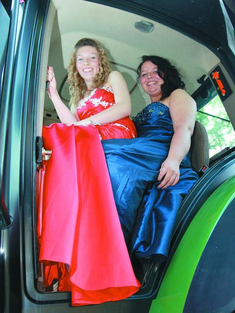 Jamie Lewis and Chloe Angell arrive at Cadmore for Ludlow Schools' prom in a tractor.