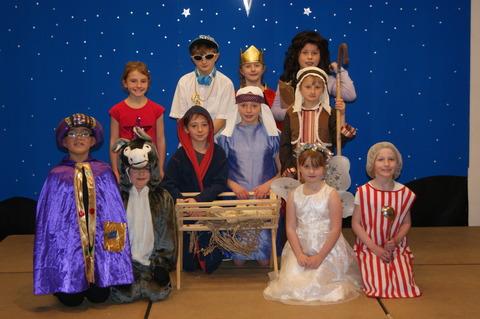 Clee Hill Primary School, key stage one – A Christmas Recipe, back row
left to right – Megan Caine, Dennis Prescott, Harriet Harding, Joe Morrish;
middle row left to right – Ramzi Brick, Maddy Chassar-Hesketh, Alex Perrin,
Stanley Prescott; front