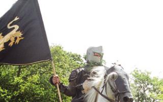 Knights on horseback at Warwick Castle.