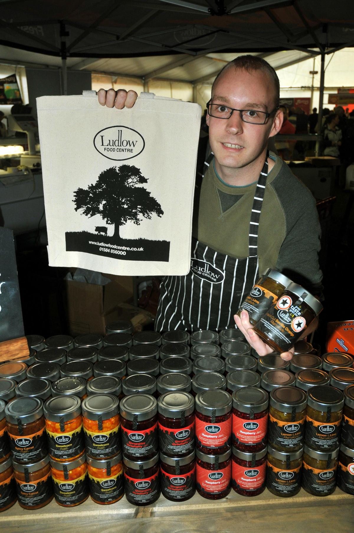 .Ludlow Food Centre's Darren Marsh with a fie selection of pickles and marmalade
