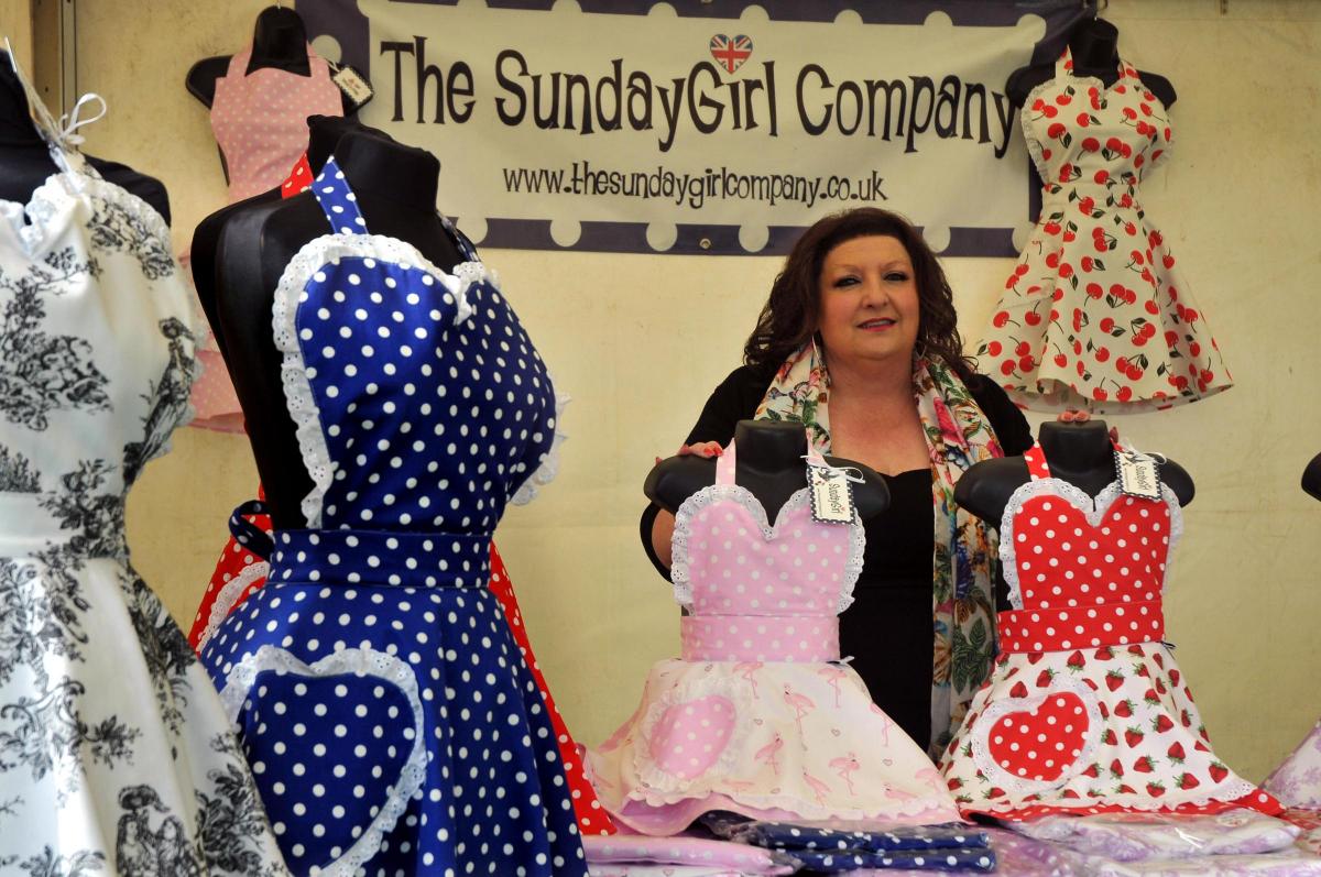 A splash of colour in the form of The Sunday Girl Company's  retro aprons and Gaynor Martin