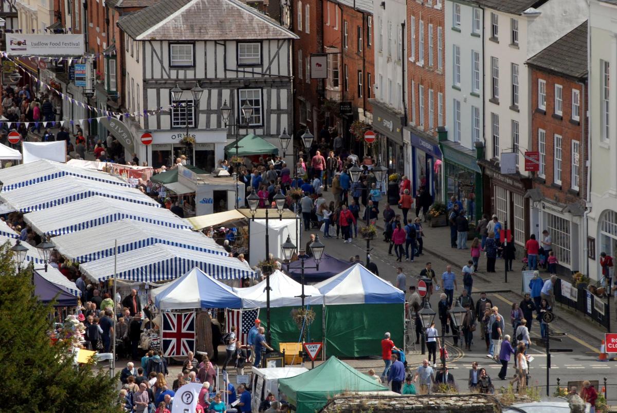 A busy Ludlow town centre
