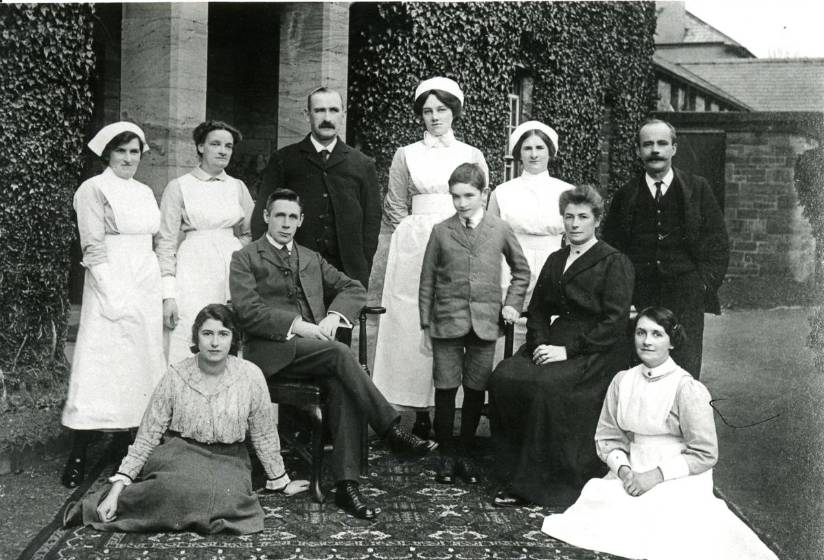 Staff at the hospital in East Hamlet, Ludlow, in about 1920