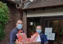 Sean Turgoose of Ludlow Council delivering goodie bags to Alexandra House