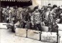 Falklands. Gurkhas embarking, 1982.