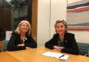 Harriett Baldwin MP with Floods Minister Rebecca Pow MP