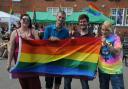 Nicola Paton, James Parry, Mikey Evans and Jo Swinbourne were Flying the flag at a previous Pride event in Ludlow