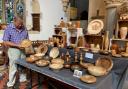 H.Art Woodturner and exhibitor Roy Hadley with his works at St Michael's in Tenbury