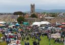 Looking down on the castle grounds at the 2017 Ludlow Spring Festival..