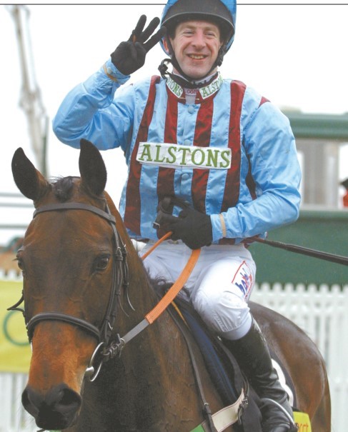 Jockey Jim Culloty after Best Mate, owned by Callow End’s Jim Lewis, won the Cheltenham Gold Cup for the third time in a row in March 2004