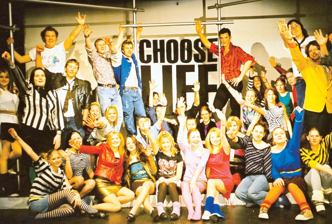 The cast of Back to the 80s – The Totally Awesome Musical performed by Dyson Perrins CE High School in March 2004