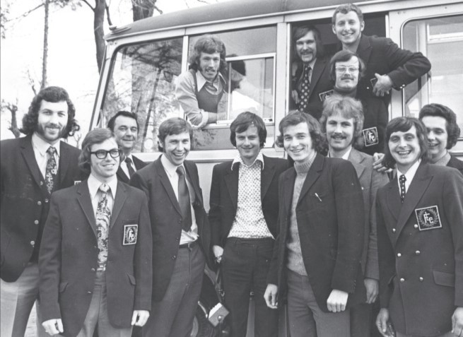 Members of Lansdowne FC pictured in March 1973 just before setting out on a trip to Germany