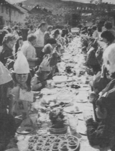 A flashback picture showing youngsters in Skyrrold Road, Malvern, tucking into a magnificent feast as part of the Silver Jubilee celebrations in a story from April 2002 on plans for the Golden Jubilee