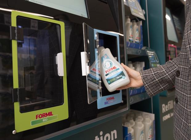 Ludlow Advertiser: The refill bottles smart chip allows the automated machine to register and recognise the bottle. Picture: Lidl
