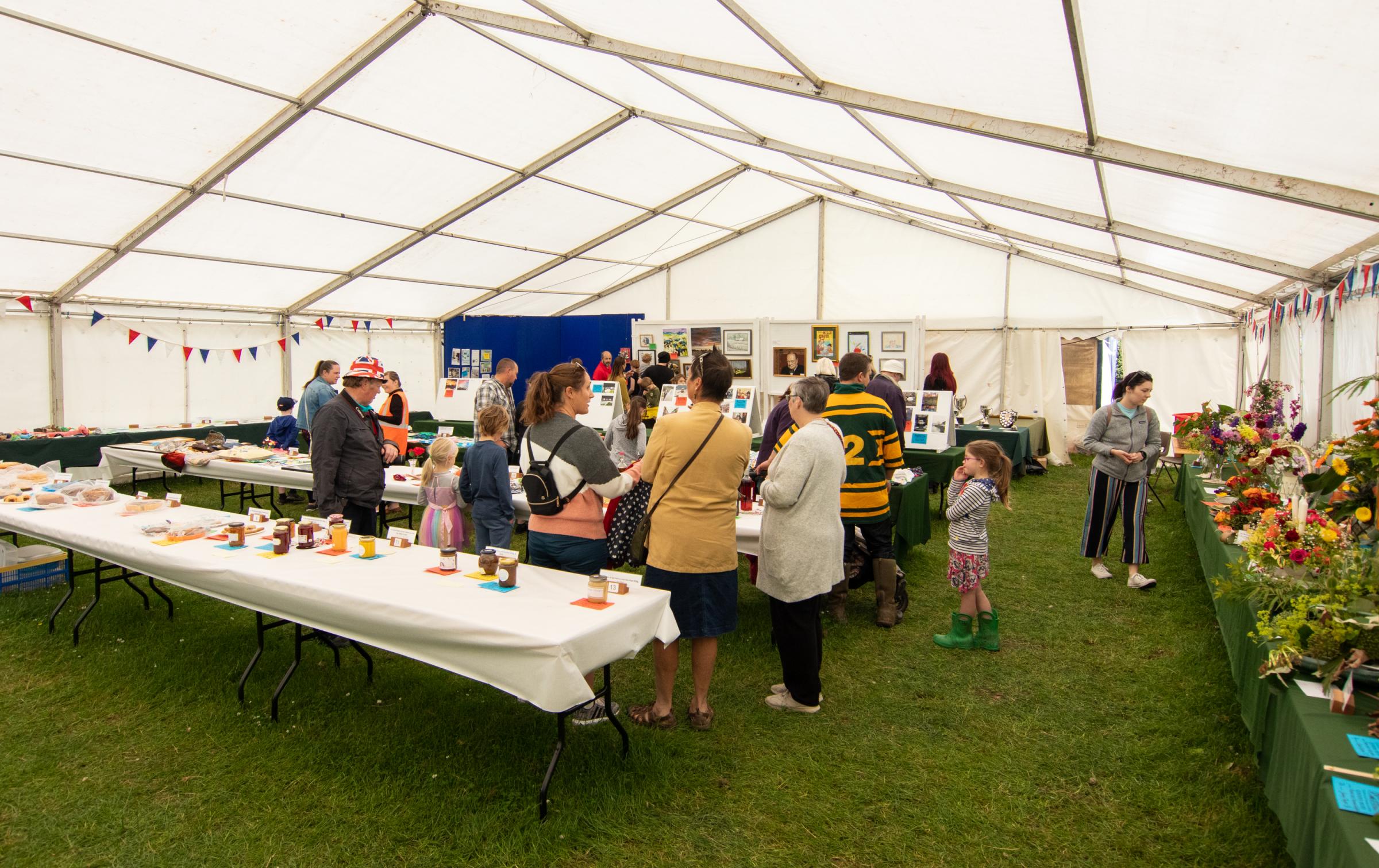 Inside the handicrafts and produce marquee at Bromyard Gala 2022. Picture: Sofie Smith