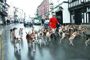 Oliver Dale, Master of the Hounds (pictured left below) takes the Hounds down Corve Street.