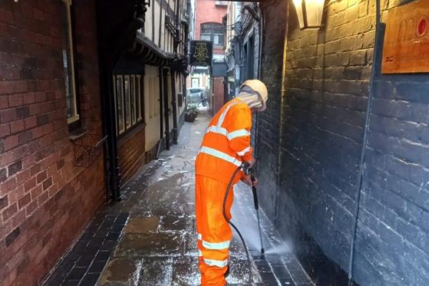 Street cleaning in Shrewsbury, which could be rolled out to the market towns