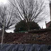 Ludlow Town walls where the collapse happened seven years ago