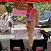 Philip Dunne MP with the children in Clun
