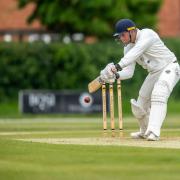 Luke Miles, opening bat for Ludlow CC, cuts the ball away en route to scoring 106 against Shifnal ll at the Burway. Picture: Trevor Patchett