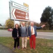 Vivienne Parry, John Stone and Sebastian Bowen at the Woofferton junction