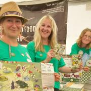 Daphne Du Cros, Ruth Martin and Janine Potter with the new Shropshire Good Food Trail guide at Shrewsbury Food and Drink Festival.