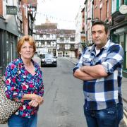 Councillor Vivienne Parry and campaigner, Darren Childs at Market Street in Ludlow which could be made a restricted driving zone under new plans to change Ludlow's town centre. Picture: Rob Davies
