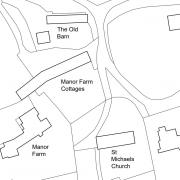 A drawing of the Manor Farm site in Edgton
