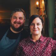 Mark Harris and Sarah Cowley at the Tally Ho Inn, which has been shortlisted for a top award
