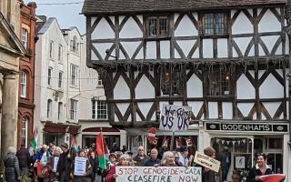 Pro-Palestine protesters in Ludlow at the weekend