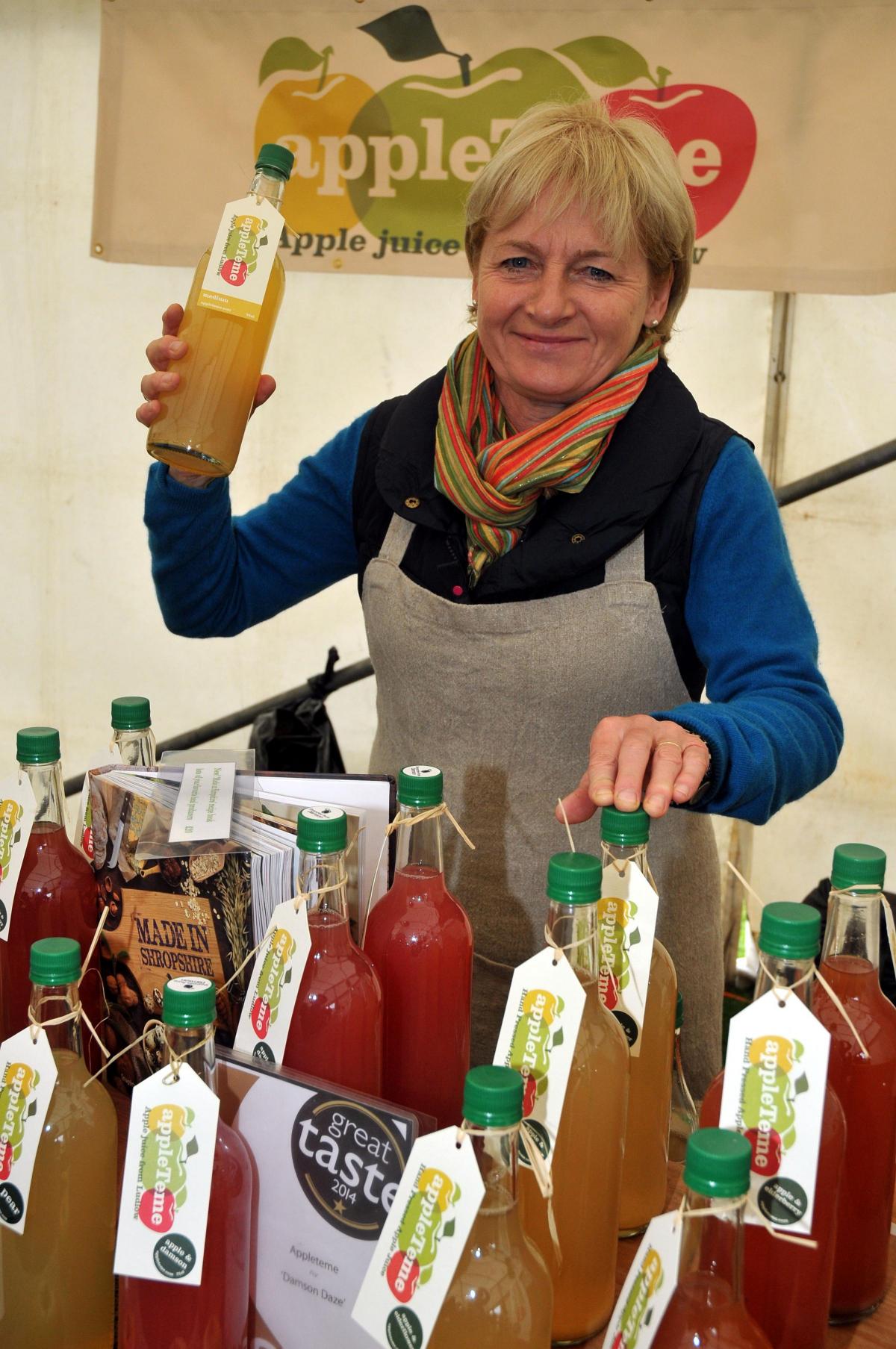 Jane Cullen from Apple Teme was offering a range of thirst quenching apple jhuice at Applefest